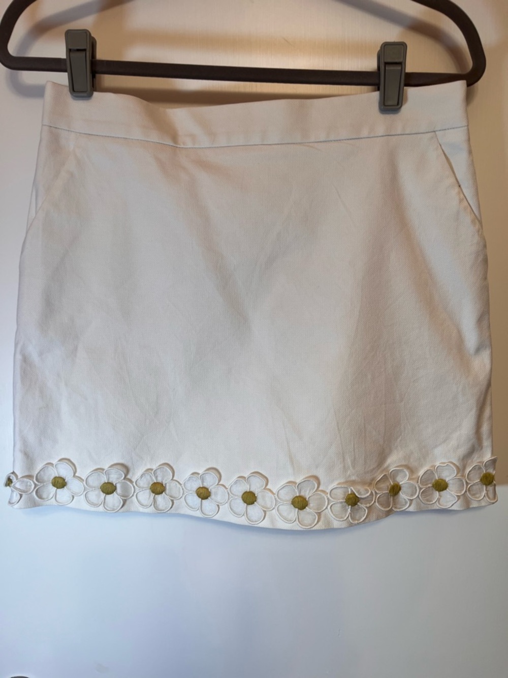 RED Valentino White Floral-Trim Mini Skirt